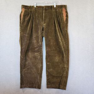 Orvis Brisbane Moss Mens 44 Corduroy Pants Leather Pocket Trim Olive Green
